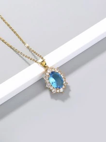 Gemstone Pendant Necklace - Yellow Gold - View 2