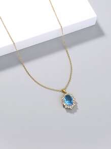 Gemstone Pendant Necklace - Yellow Gold - View 4