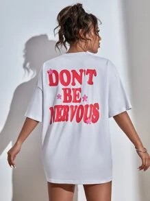 標語和花卉印花上衣 - 白色 - 查看 5