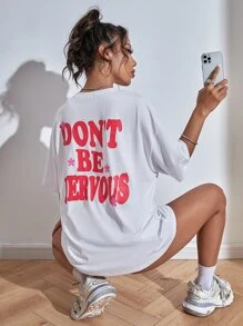 標語和花卉印花上衣 - 白色 - 查看 6