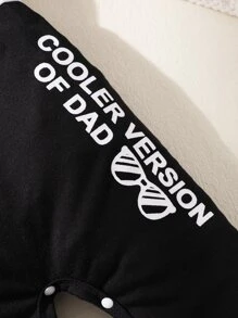 Bebé Jumpsuit de color combinado con estampado de slogan con sombrero - Multicolor - Ver 5