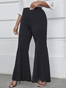 Celure Plus High Waisted Flare Leg Trousers - Black - View 4