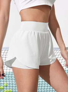 CourtClass Breathable Solid Sports Shorts,Women Tennis OutfitWomen Sweat Short, Gym Short, Biker Short - White - View 1