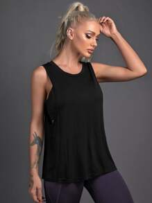 Yoga Basic 字母圖案運動背心 - 黑色 - 查看 4