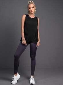 Yoga Basic 字母圖案運動背心 - 黑色 - 查看 3