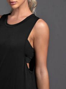 Yoga Basic 字母圖案運動背心 - 黑色 - 查看 5