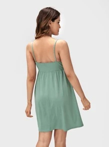 SHEIN Maternity Solid Flared Hem Slip Dress - Mint Green - View 2