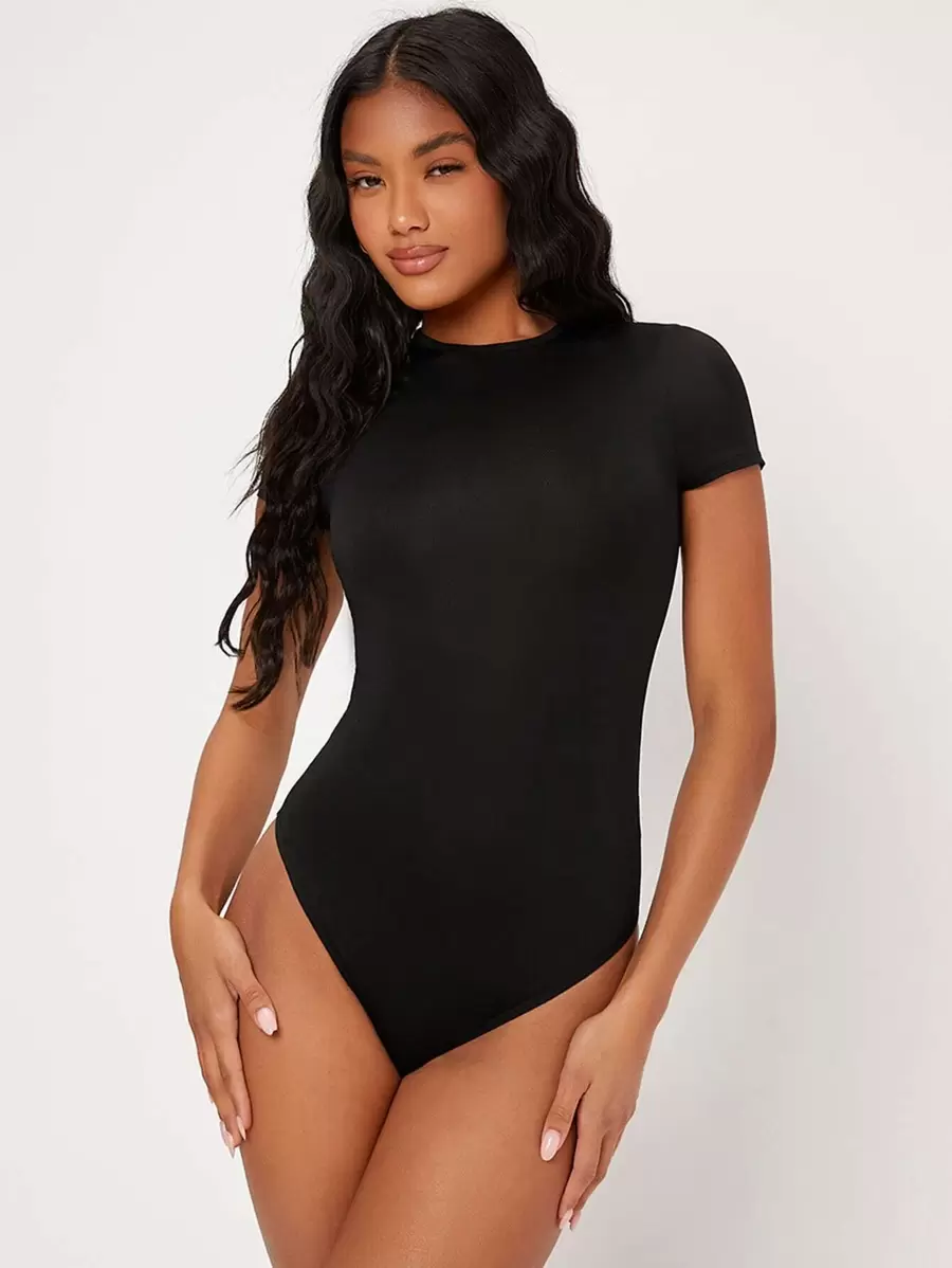 SHEIN BASICS 1入組素色修身連體衣