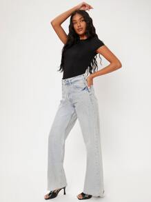 SHEIN BASICS 1入組素色修身連體衣