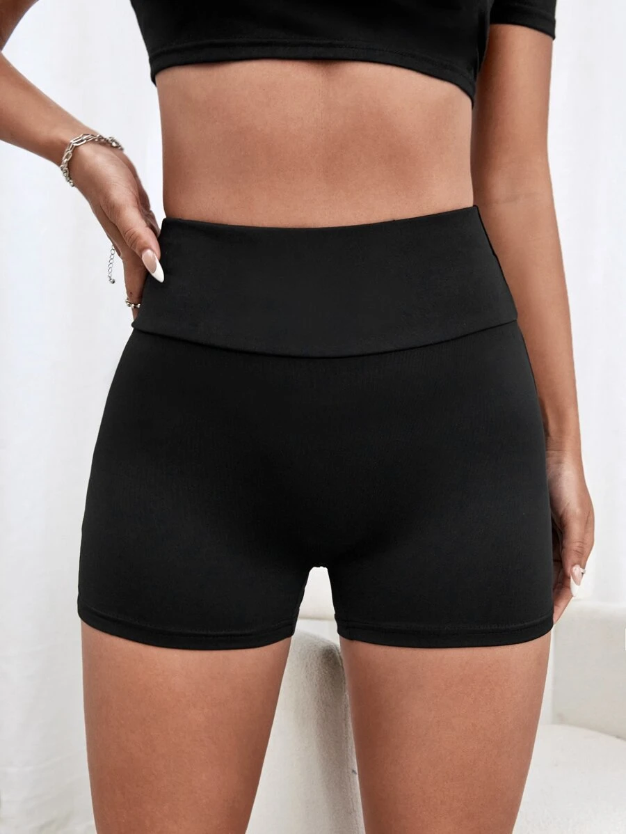 SHEIN EZwear 寬腰帶騎行褲