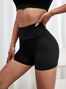 SHEIN EZwear 寬腰帶騎行褲