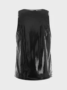 GENTILAND Men PU Leather Tank Top - Black - View 4