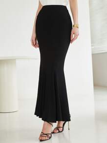 Modelyn 高腰魚尾短裙 - 黑色 - 查看 1