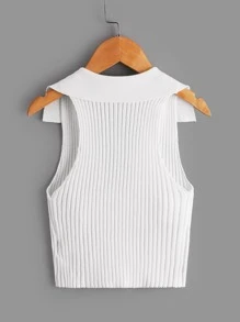 Niñas Chaleco de punto de cuello notch - Blanco - Ver 2