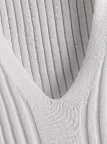 Niñas Chaleco de punto de cuello notch - Blanco - Ver 3