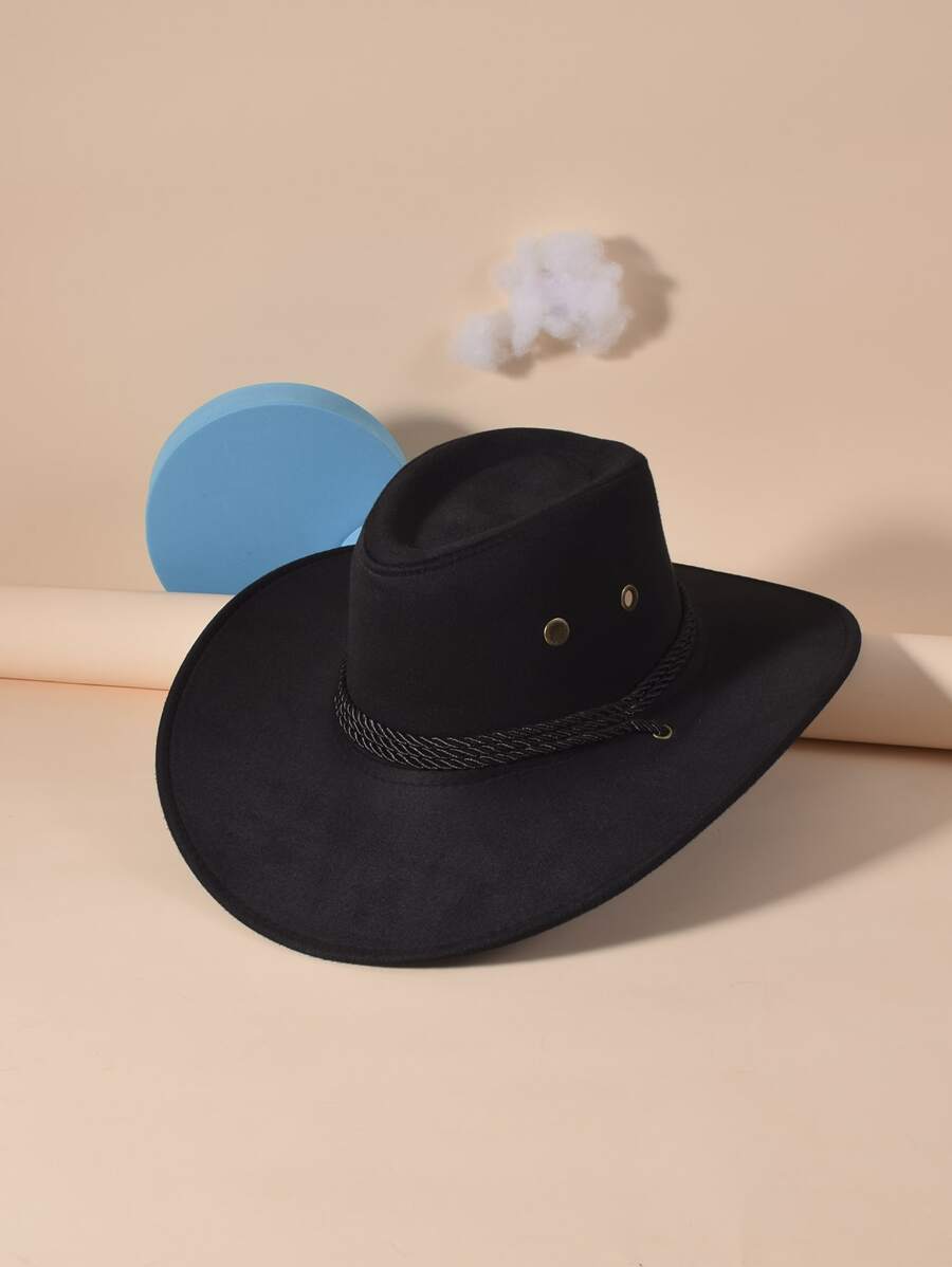 Sombrero cowboy con diseño de cuerda - Negro - Ver 1
