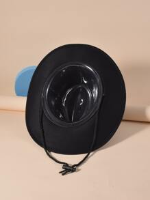 Sombrero cowboy con diseño de cuerda - Negro - Ver 2