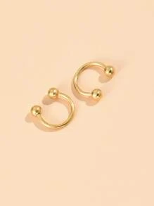 2入組/套袖口鼻環不銹鋼時尚朋克完美穿孔適合女士和男士身體鏈禮品 - 金黃色 - 查看 3