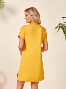 EMERY ROSE Colour Block Batwing Sleeve Tunic Dress - Multicolor - View 3