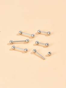 6 件简约耳钉 - 銀色 - 查看 2