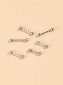 6 件简约耳钉 - 銀色 - 查看 3