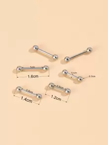 6 件简约耳钉 - 銀色 - 查看 4