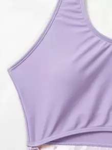 SHEIN Swim Summer Beach Random Tropical Print Cut Out One Piece Swimsuit - Multicolor - View 4