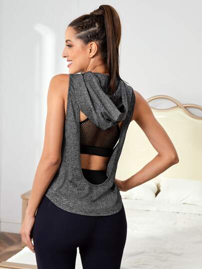 Breathable Backless Hooded Sports Tank Workout Clothes