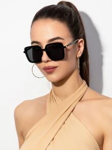 Vintage Square Plastic Decorative Fashion Eyeglasses, Unisex - Black - View 1