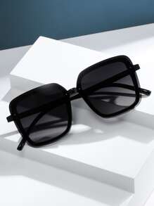 Vintage Square Plastic Decorative Fashion Eyeglasses, Unisex - Black - View 2