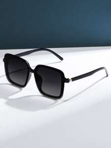 Vintage Square Plastic Decorative Fashion Eyeglasses, Unisex - Black - View 3