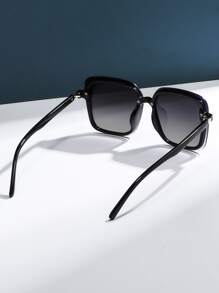 Vintage Square Plastic Decorative Fashion Eyeglasses, Unisex - Black - View 4