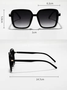 Vintage Square Plastic Decorative Fashion Eyeglasses, Unisex - Black - View 5