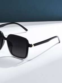 Vintage Square Plastic Decorative Fashion Eyeglasses, Unisex - Black - View 6