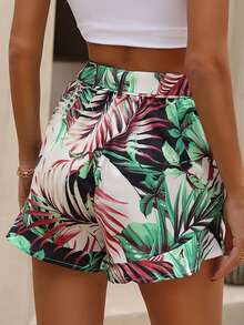Allover Tropical Print Shorts - Multicolor - View 2