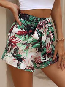 Allover Tropical Print Shorts - Multicolor - View 3