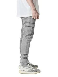 Manfinity EMRG Hombres Jeans con bolsillo con solapa con cremallera - Gris Claro - Ver 3