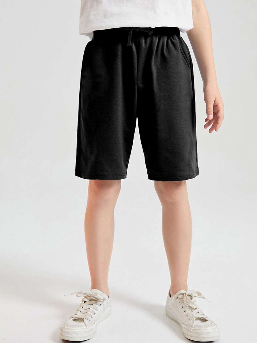 SHEIN Boys Drawstring Waist Shorts - Black - View 1
