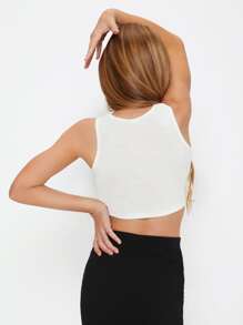 SHEIN Tops tank y camis de niñas Liso Casual - Blanco - Ver 2