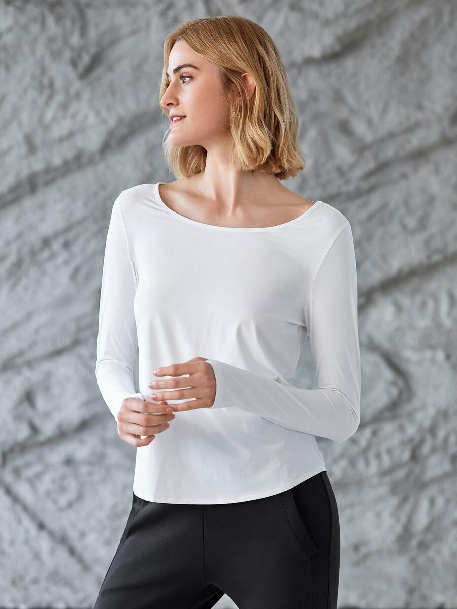 MOTF PREMIUM TIE BACK THUMBHOLES SPORTS T-SHIRT - White - View 1