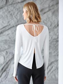 MOTF PREMIUM TIE BACK THUMBHOLES SPORTS T-SHIRT - White - View 2