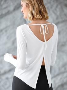 MOTF PREMIUM TIE BACK THUMBHOLES SPORTS T-SHIRT - White - View 3