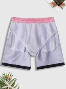 Surfspeed 男士椰子樹圖案漸層腰部抽繩泳褲 - 彩色 - 查看 3