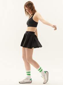 GLOWMODE Core Court Collection Pleated Tennis Skirt - Black - View 3