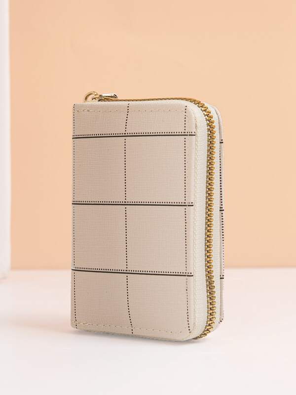 Plaid Pattern Zip Around Card Holder