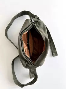 Fashionable Canvas Crossbody Bag, Portable & Foldable With Zipper Closure, Perfect For Women's Daily Commuting, School, Shopping And Casual Outings, Front Pocket For Small Items Like Keys And Phone
