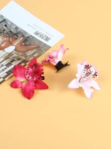 3pcs Thai Orchid Flower Hair Clips, Boho Style Headpiece For Girls, Beach, Swimsuit, Photography, Cute Lily Flower Hair Accessories - Multicolor - View 5