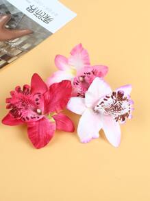 3pcs Thai Orchid Flower Hair Clips, Boho Style Headpiece For Girls, Beach, Swimsuit, Photography, Cute Lily Flower Hair Accessories - Multicolor - View 1