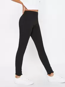 SHEIN Tween Girl Knitted Solid Color Basic Tight Leggings For Spring And Autumn