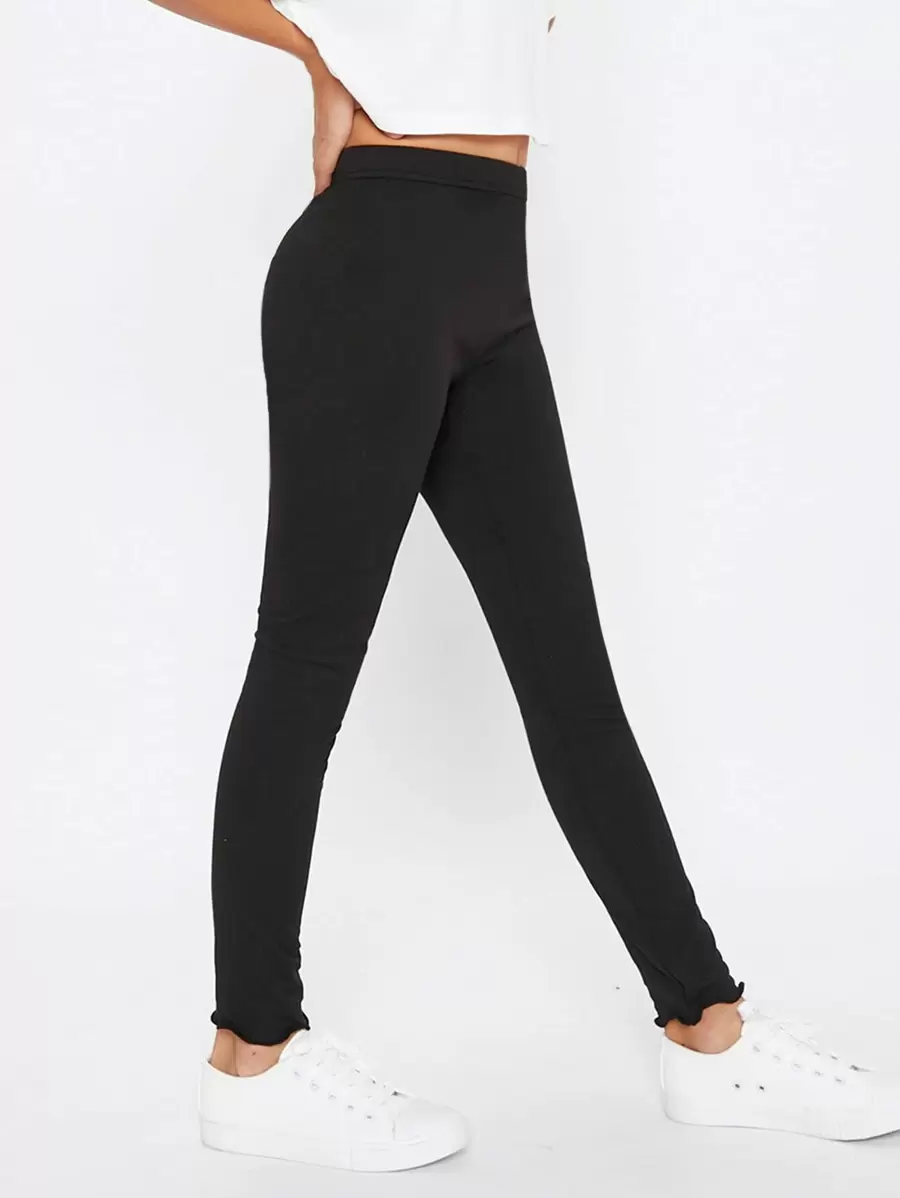 SHEIN Tween Girl Knitted Solid Color Basic Tight Leggings For Spring And Autumn